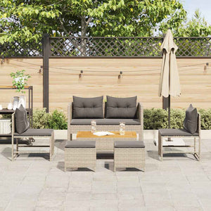 Gartensofa Set 6-teilig Poly Rattan Grau