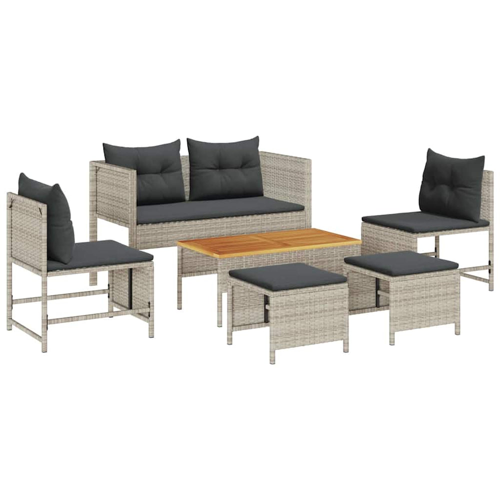 Gartensofa Set 6-teilig Poly Rattan Grau