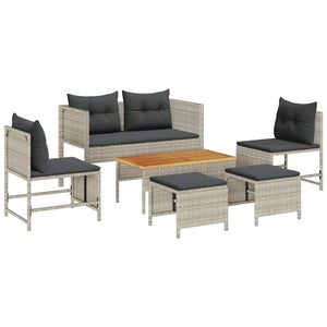 Gartensofa Set 6-teilig Poly Rattan Grau