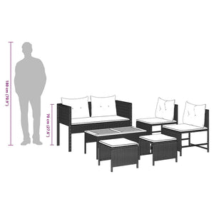 Gartensofa Set 6-teilig Poly Rattan Grau