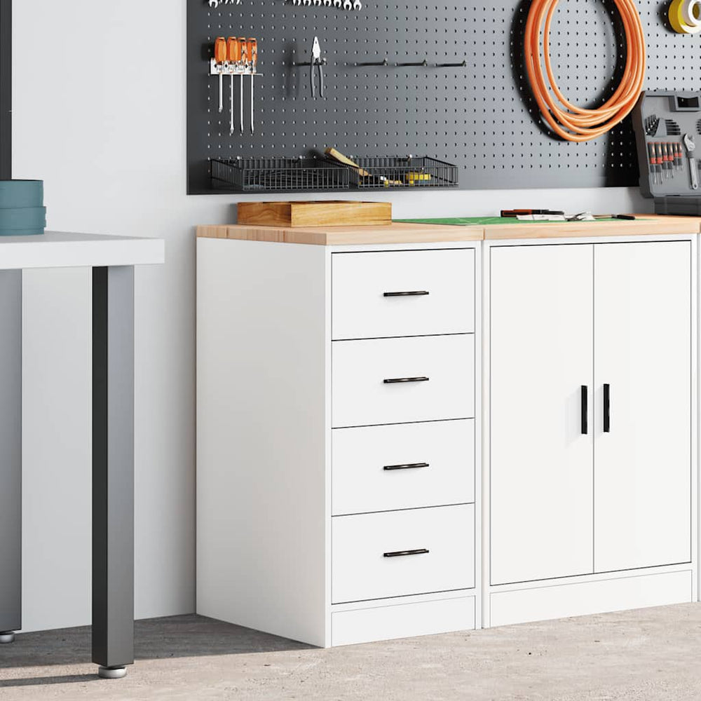 Werkzeugschrank Garage Weiß Kiefer Massivholz