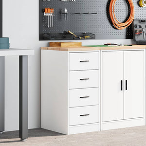 Werkzeugschrank Garage Weiß Kiefer Massivholz