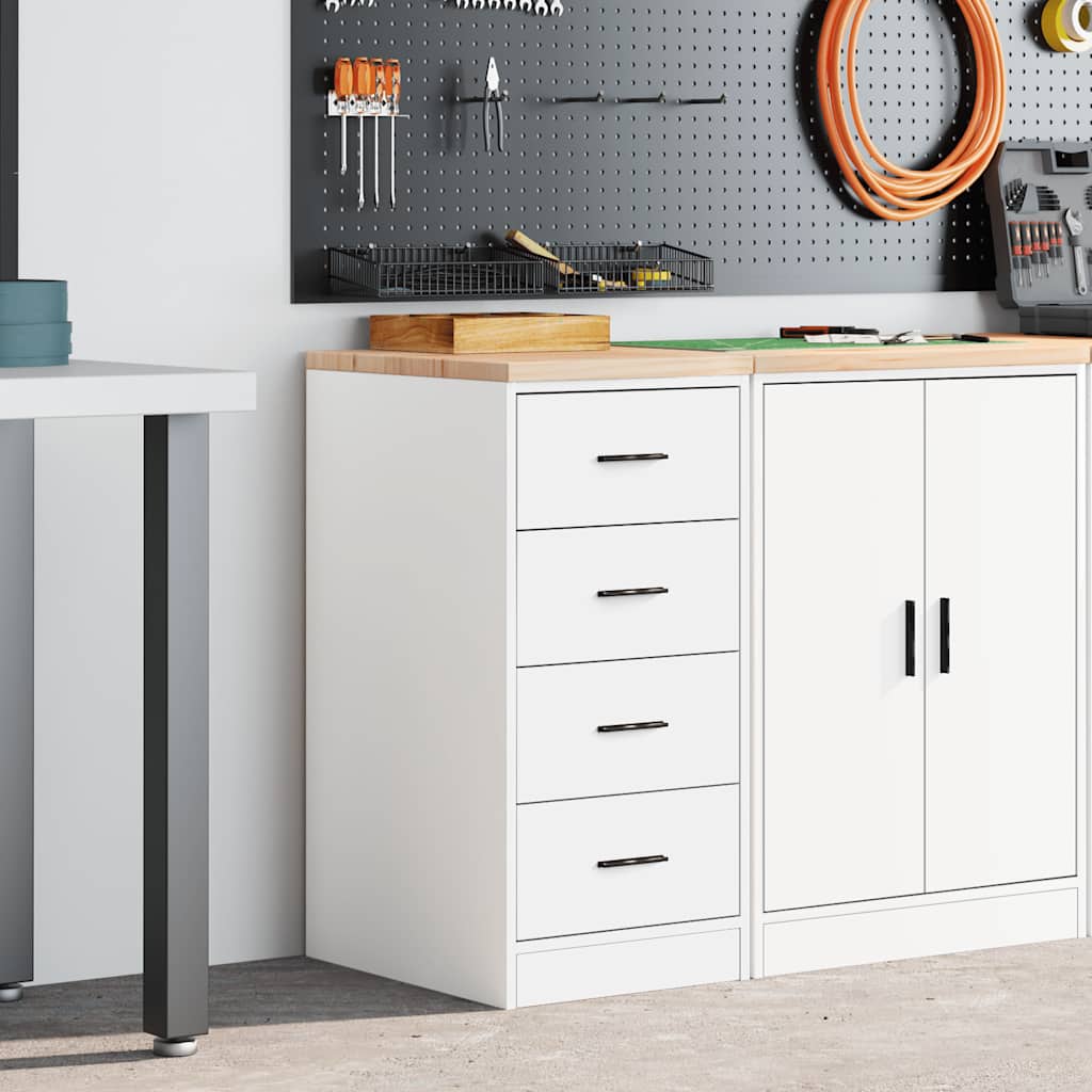 Werkzeugschrank Garage Weiß Kiefer Massivholz