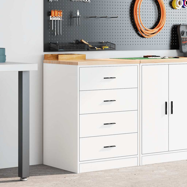 Weißer Garagen-Aufbewahrungsschrank Kiefer Massivholz