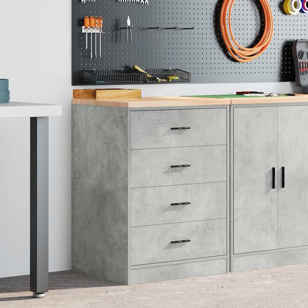 vidaXL Garage Storage Cabinet Concrete Grey Solid Pine Wood