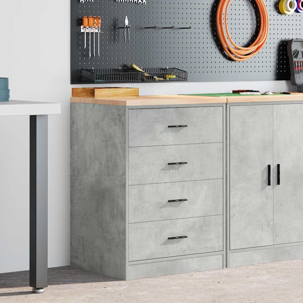 vidaXL Armoire de rangement pour garage gris béton bois de pin massif