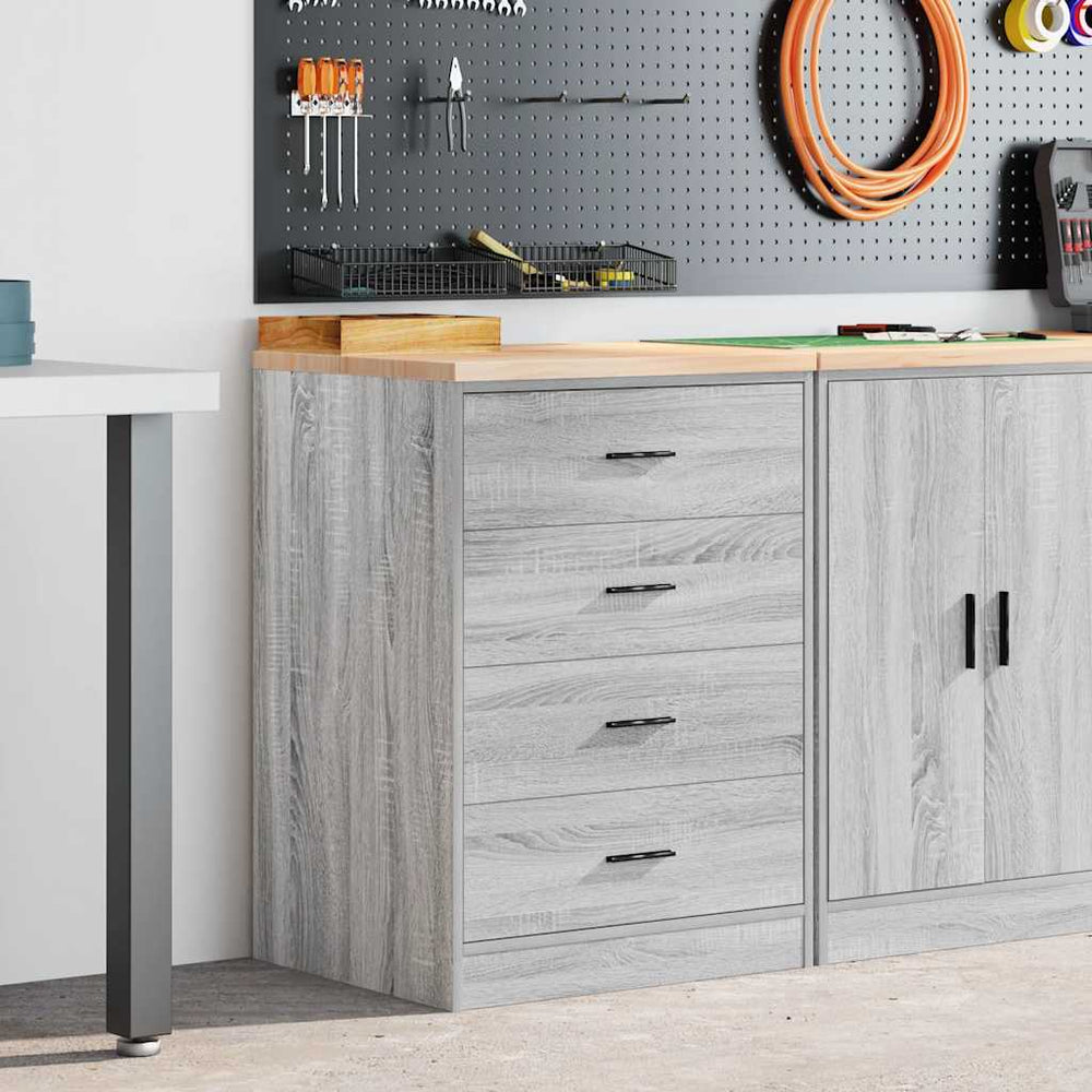vidaXL Garage Storage Cabinet Grey Sonoma Solid Pine Wood