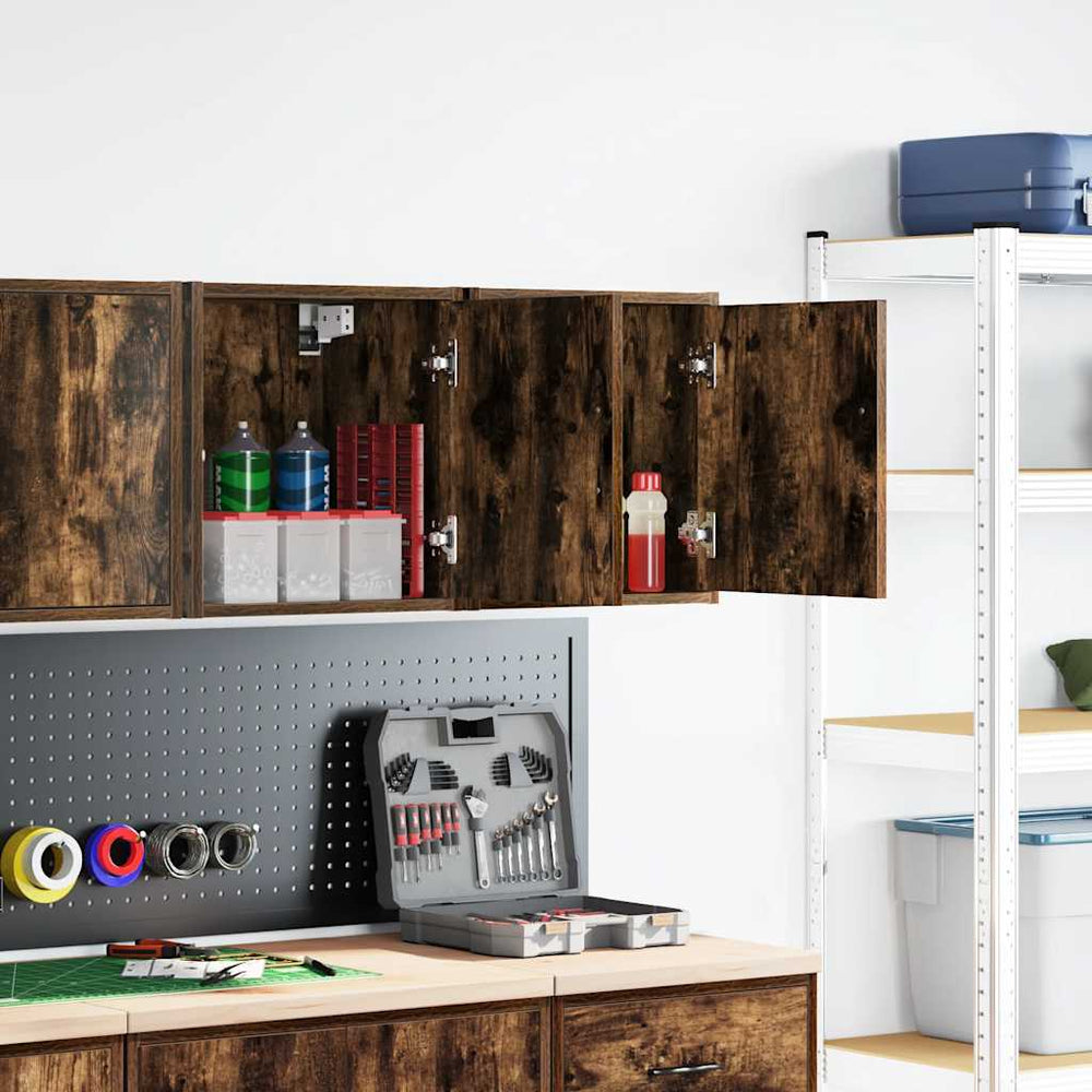 vidaXL Garage Wall Cabinets 2 pcs Smoked Oak Engineered Wood