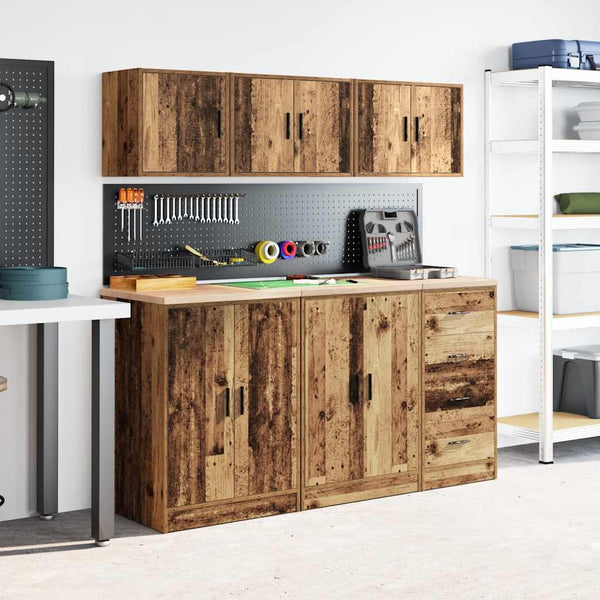 Wandschrank für Garage in Altholz-Optik