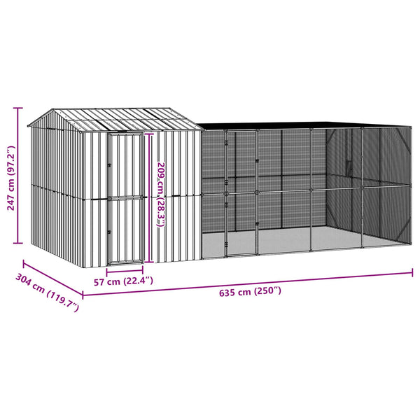 Vogelkäfig Anthrazit Verzinkter Stahl 635cm