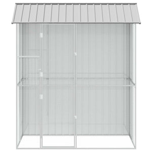 Vogelkäfig Grau Verzinkter Stahl 215cm