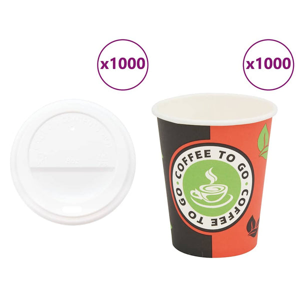 Pappbecher mit Deckel 240ml, 1000 Stk.