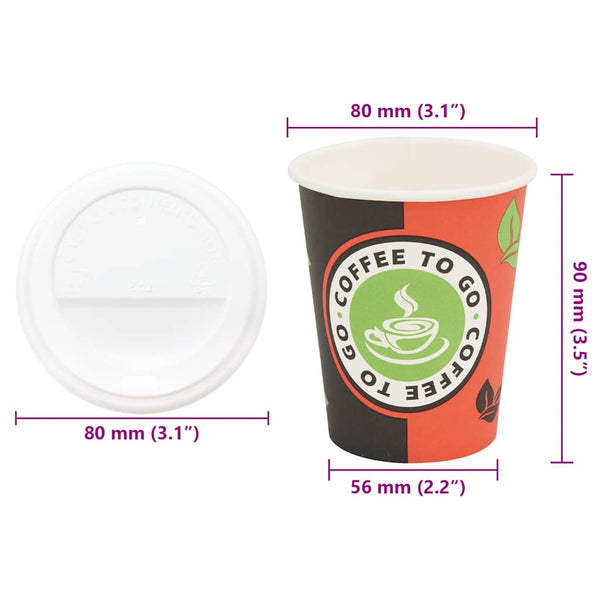 Pappbecher mit Deckel 240ml, 1000 Stk.