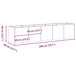 vidaXL Jardinière noire 200 x 40 x 40 cm Acier laminé à froid