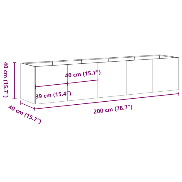 Anthrazit Pflanzgefäß 200 cm Kaltgewalzter Stahl