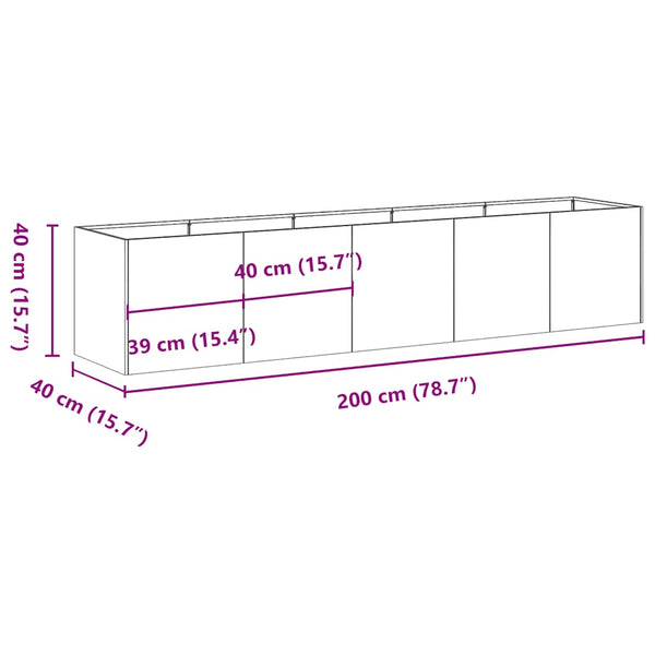 Rost Pflanzkübel 200x40x40 cm