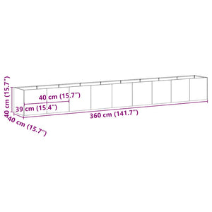 Schwarzer Pflanzkübel 360 cm Stahl