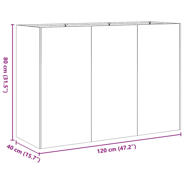 Schwarzer Pflanzkübel 120x40x80 cm