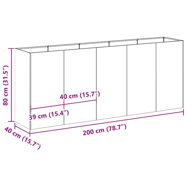 Schwarzer Pflanzkübel 200x40x80 cm