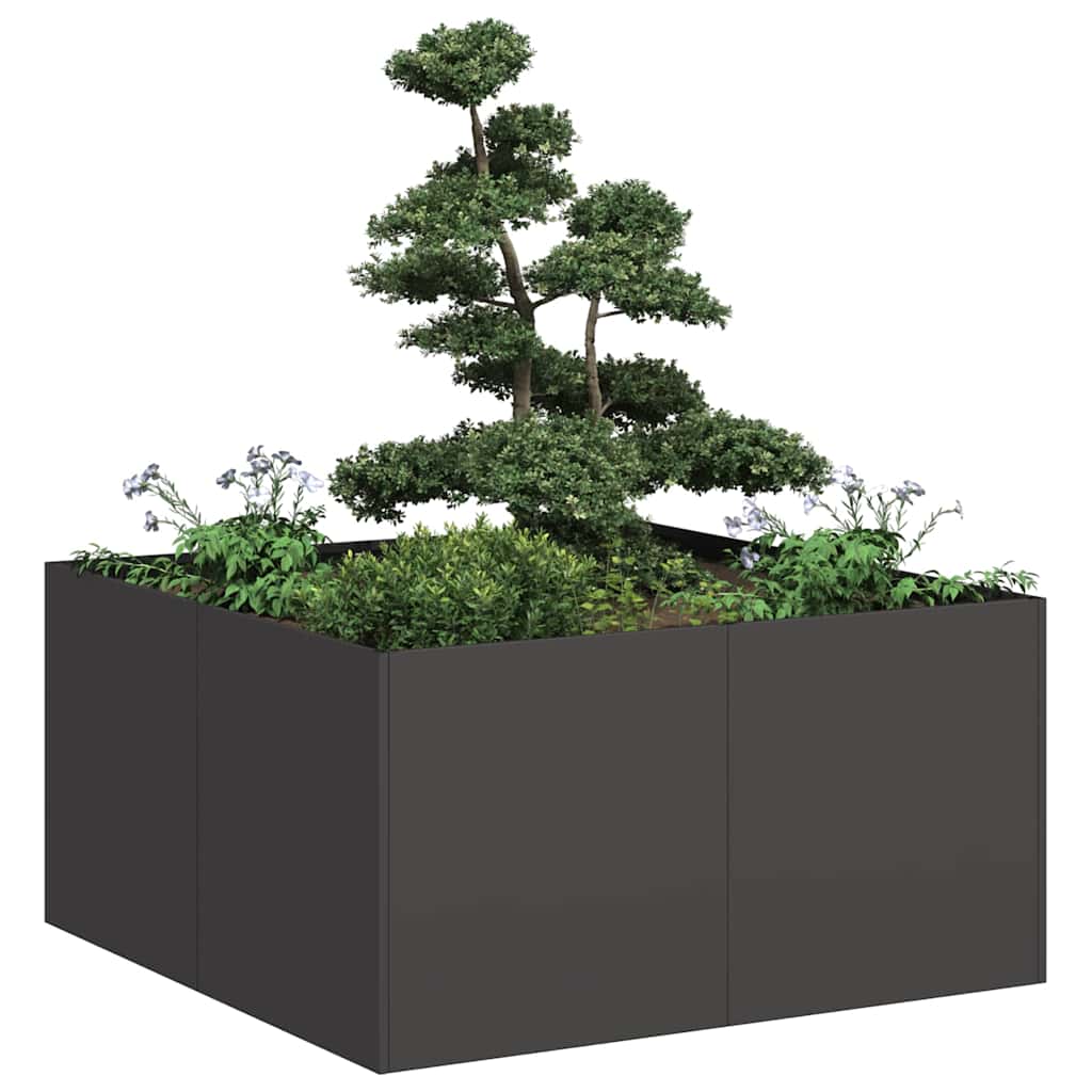 Schwarzer Pflanzkübel 80x80 cm aus Stahl