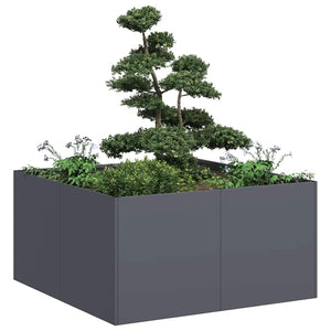 Anthrazit Pflanzkübel 80x80x40 cm Stahl