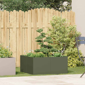 vidaXL Jardinière vert olive 80x80x40 cm Acier laminé à froid
