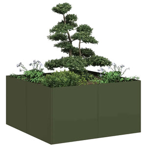 vidaXL Jardinière vert olive 80x80x40 cm Acier laminé à froid
