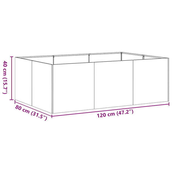 Schwarzer Stahl Pflanzkübel 120x80x40 cm