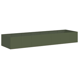Olivgrünes Stahl Pflanzgefäß 280x80x40cm