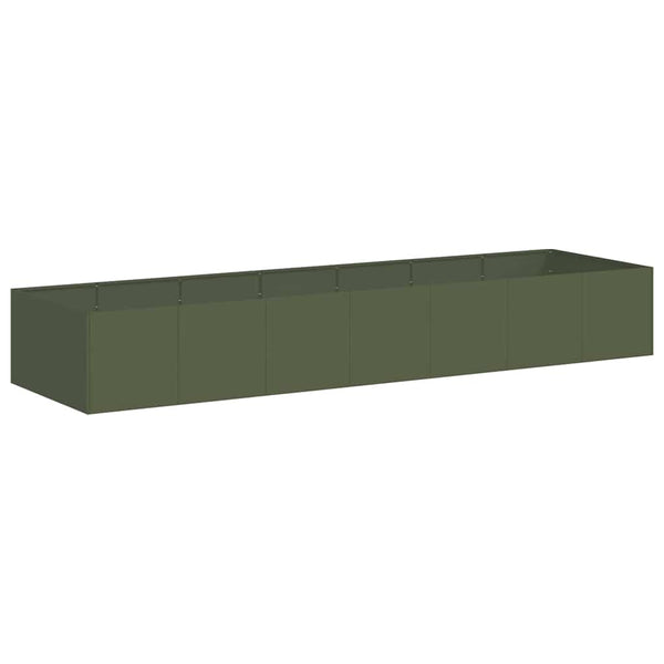 Olivgrünes Stahl Pflanzgefäß 280x80x40cm