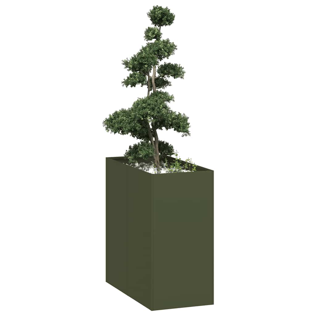 Olivgrünes Stahl Pflanzgefäß 40x80x80cm