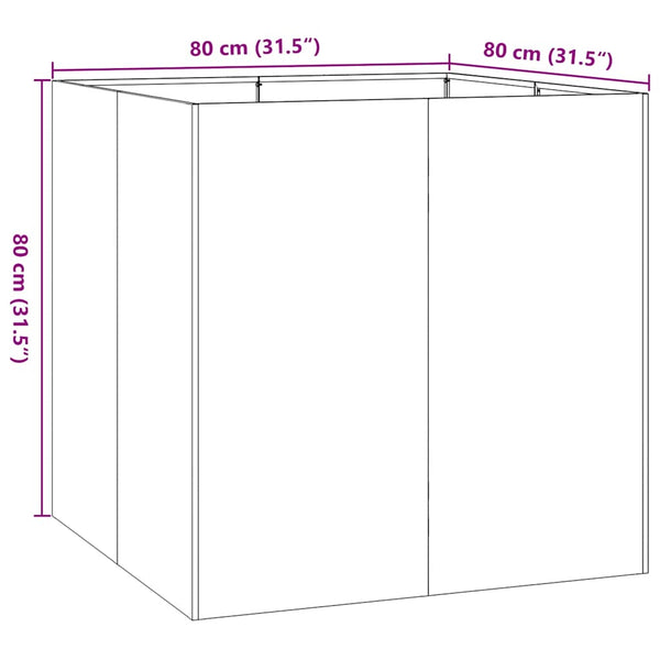 Anthrazit Pflanzgefäß 80x80x80 cm Stahl