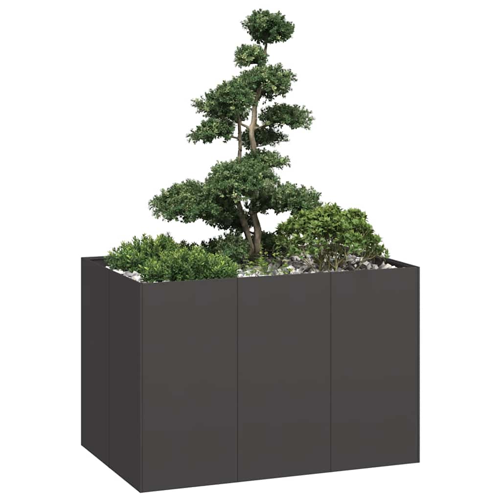 Schwarzer Pflanzkübel Stahl 120x80x80 cm