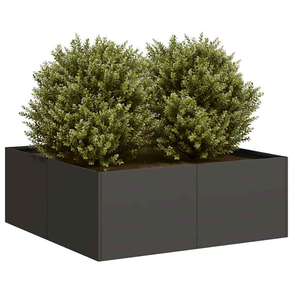 Schwarzer Pflanzkübel Stahl 80x80x30 cm
