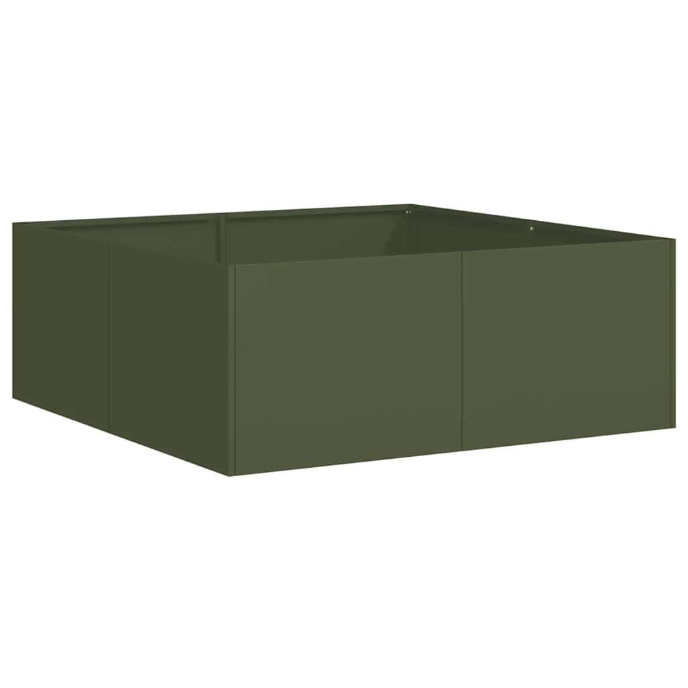 Olivgrüner Stahl Pflanzkübel 80x80x30