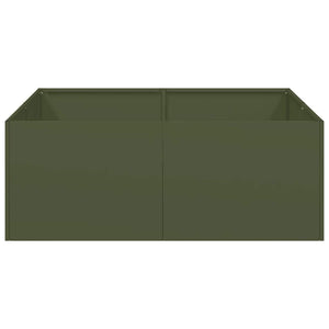 Olivgrüner Stahl Pflanzkübel 80x80x30