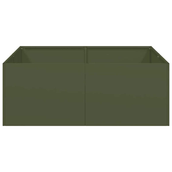 Olivgrüner Stahl Pflanzkübel 80x80x30