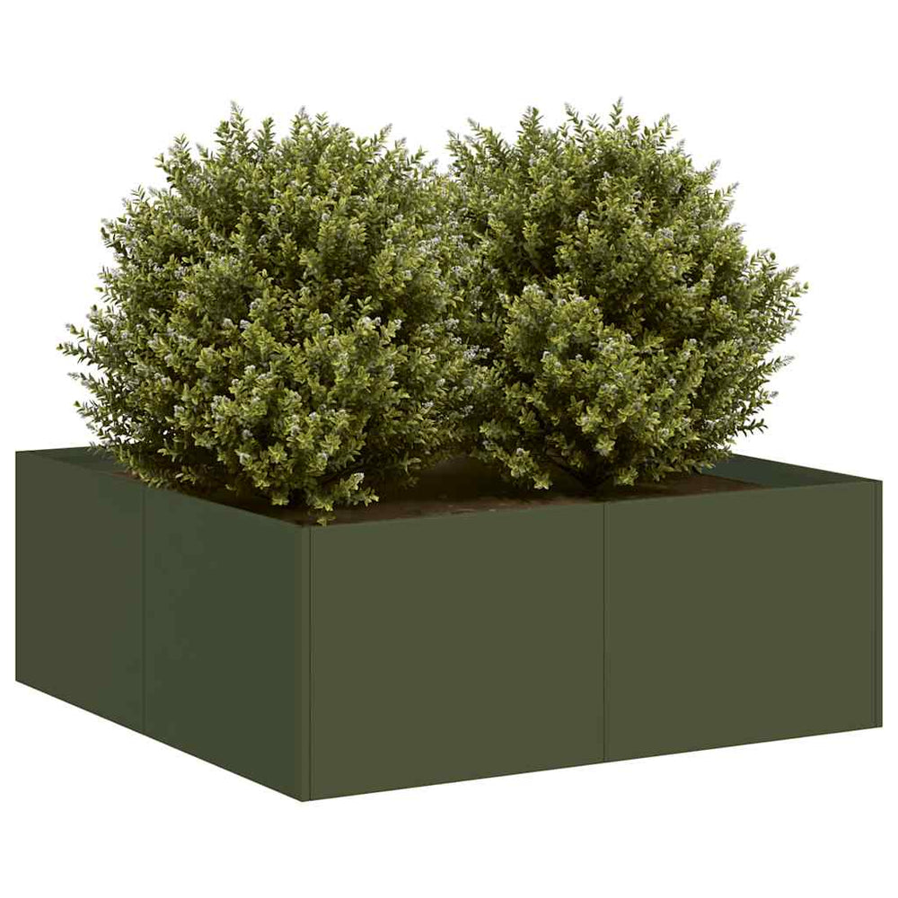 Olivgrüner Stahl Pflanzkübel 80x80x30