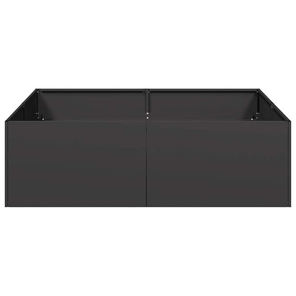 Schwarzer Stahl Pflanzkübel 100x100x30 cm
