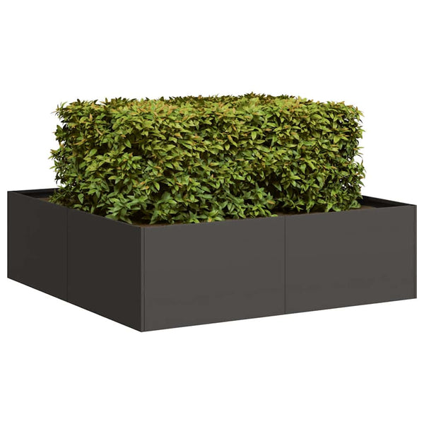 Schwarzer Stahl Pflanzkübel 100x100x30 cm