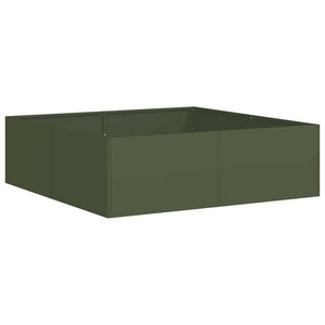 Olivgrüner Stahl Pflanzkübel 100x100x30 cm