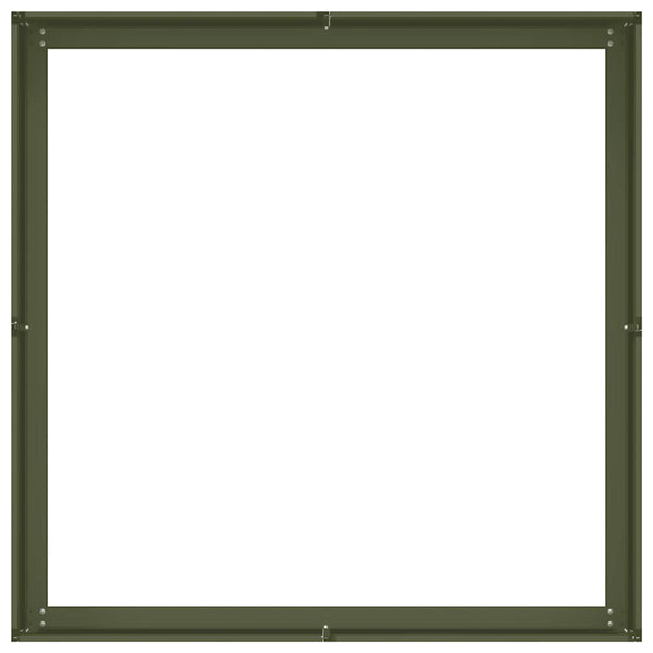 Olivgrüner Stahl Pflanzkübel 100x100x30 cm