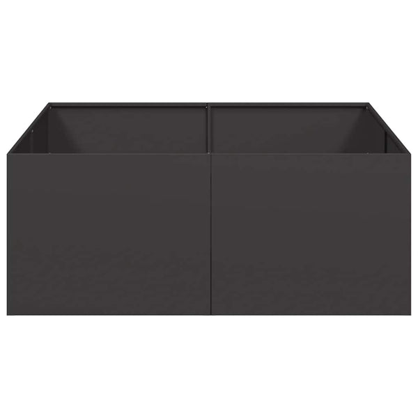 Schwarzer Stahl Pflanzkübel 100x100x40 cm