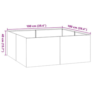 Schwarzer Stahl Pflanzkübel 100x100x40 cm