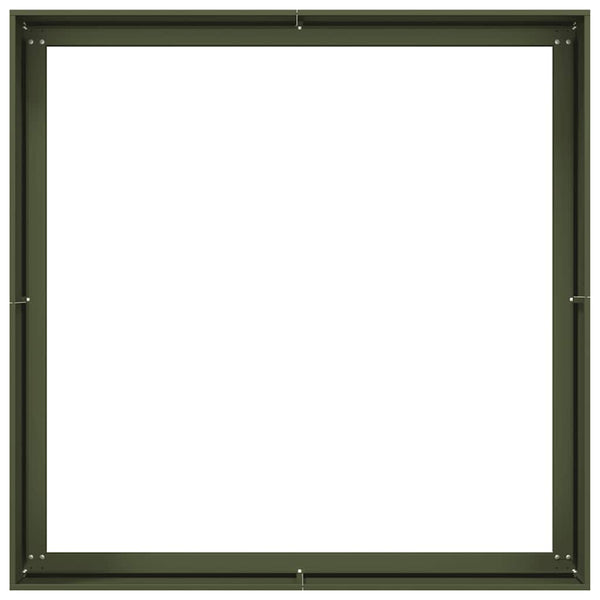 Olivgrünes Stahl-Pflanzgefäß 100x100x40cm