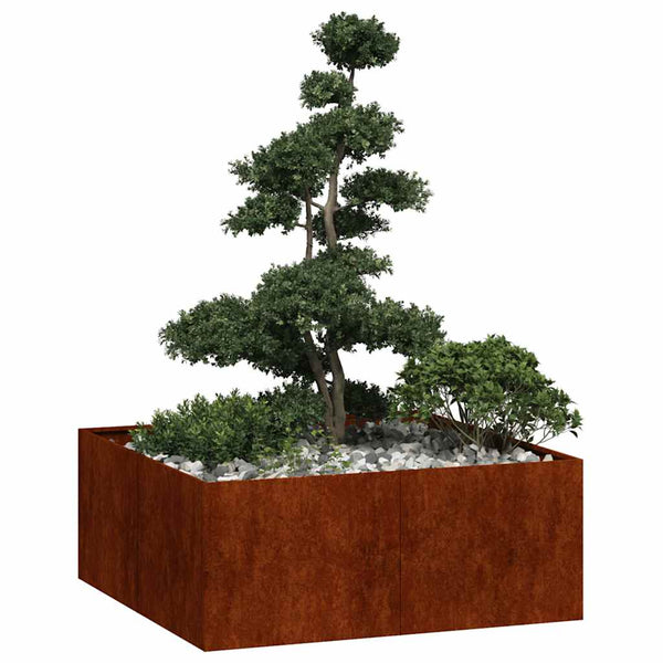 Rostiger Pflanzkübel 100x100x40 cm