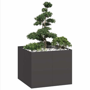 Schwarzer Pflanzkübel 100x100x80 cm Stahl