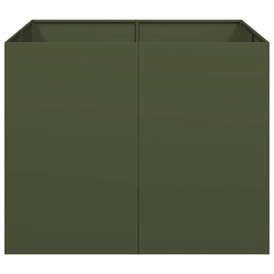 Olivgrünes Stahl Pflanzgefäß 100x100x80cm