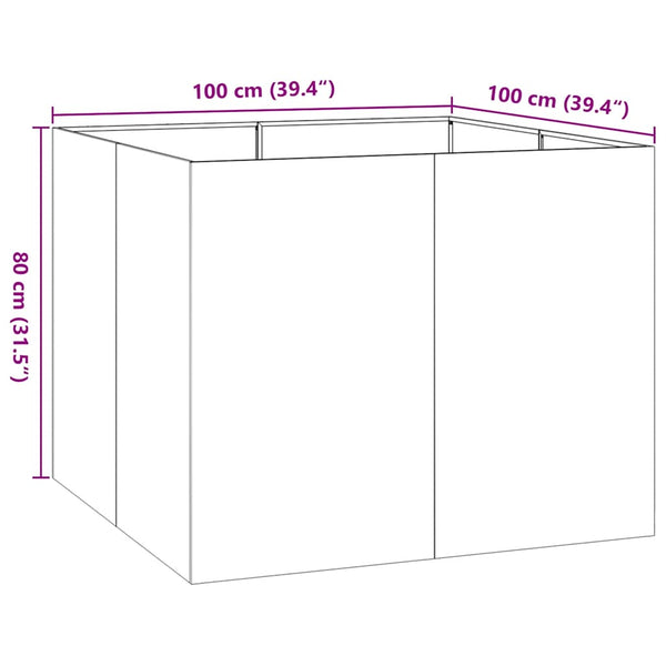 Verzinkter Stahl Pflanzkübel 100x100x80 cm