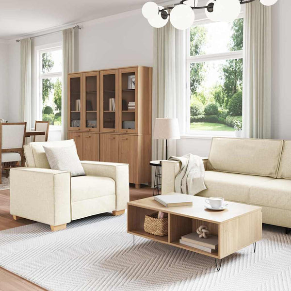 3-teiliges Sofa-Set Beige Leinenmischgewebe